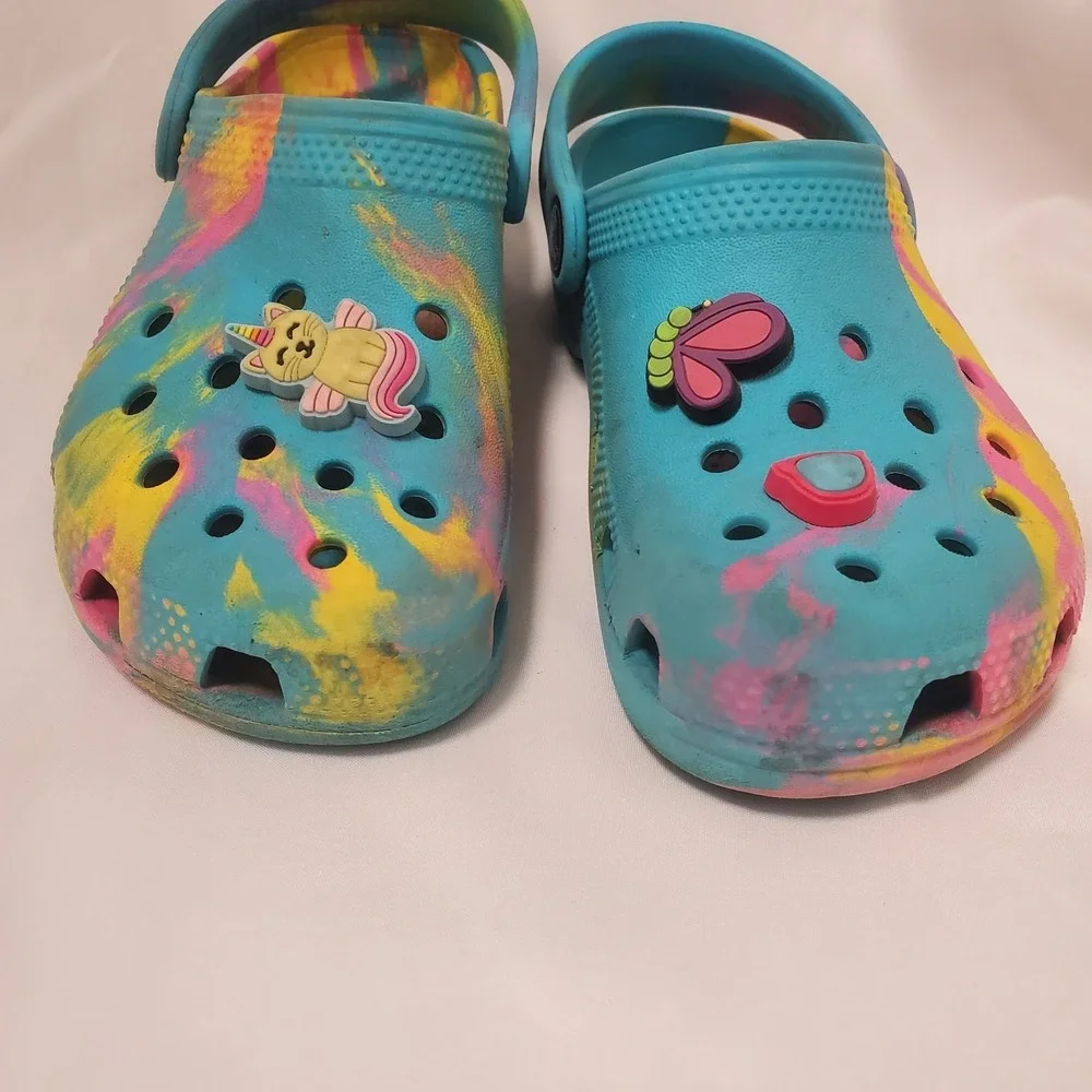 Crocs Classic Marbled Clog Kids Tie-Dye Multi Slip-On‎ Shoes Size C 12